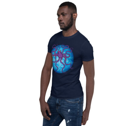 CAVIS Purple Octopus Unisex T-Shirt - Navy Blue - Lifestyle Left