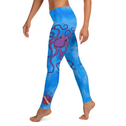 CAVIS Dive Flag Octopus Women's Leggings - Undersea Life - Bright Blue - Left