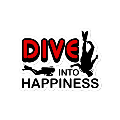 CAVIS Scuba Diver Silhouette Sticker, Scuba Dive Into Happiness Vinyl Decal - 4 inch
