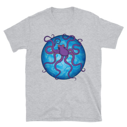 CAVIS Purple Octopus Unisex T-Shirt - Light Gray