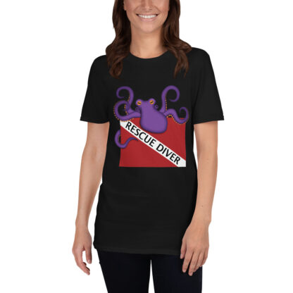 CAVIS Scuba Dive Flag Octopus Women's T-shirt - Rescue Diver Shirt - Black 1
