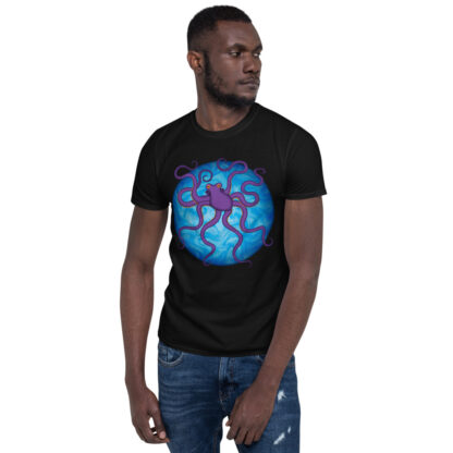 CAVIS Purple Octopus Unisex T-Shirt - Black - Lifestyle Front