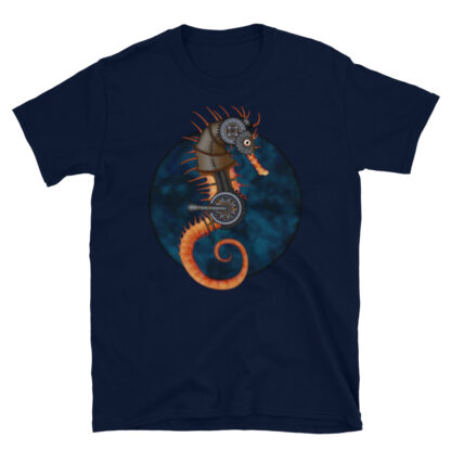 CAVIS Steampunk Seahorse T-Shirt - Navy Blue