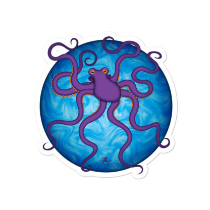 CAVIS Purple Octopus Bubble-free Stickers, Sea Life Cartoon Vinyl Decal - 4 in