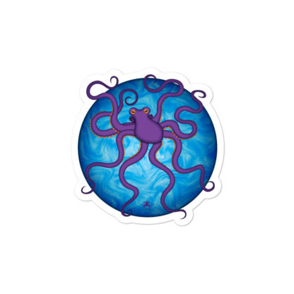 CAVIS Purple Octopus Bubble-free Stickers, Sea Life Cartoon Vinyl Decal - 3 in
