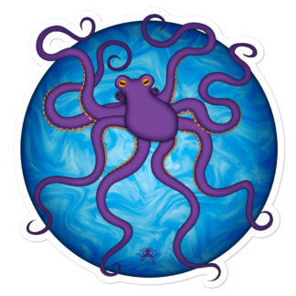 CAVIS Purple Octopus Bubble-free Stickers, Sea Life Cartoon Vinyl Decal - 5.5 in
