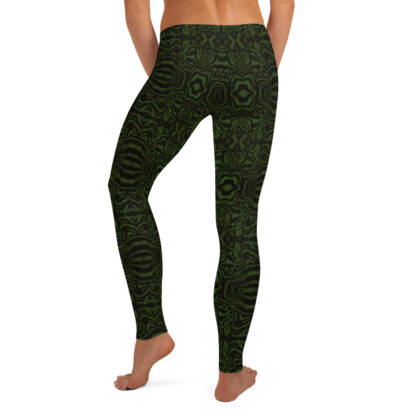 CAVIS Wunderpus Pattern Leggings, Athletic Fashion Alternative Green and Black Tights - Back