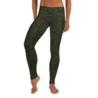 CAVIS Wunderpus Pattern Leggings, Athletic Fashion Alternative Green and Black Tights - Front