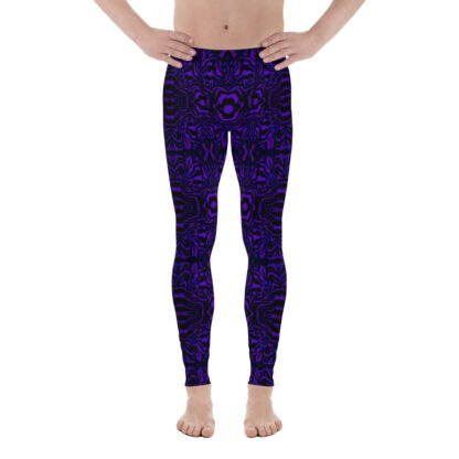 CAVIS Wunderpus Men’s Leggings - Purple Black Octopus Pattern Dive Skin - Yoga Pants - Front