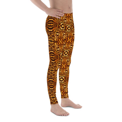 CAVIS Wunderpus Men’s Leggings - Yellow Orange Octopus Pattern Dive Skin - Yoga Pants - Right