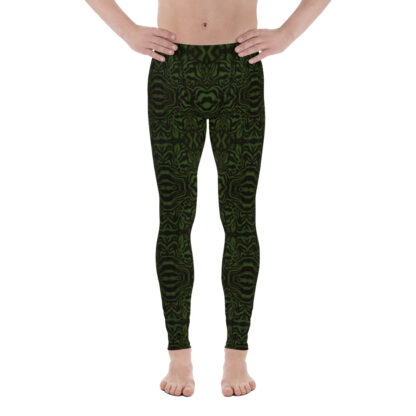 CAVIS Wunderpus Men’s Leggings - Green Black Octopus Pattern Dive Skin - Yoga Pants - Front
