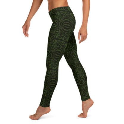 CAVIS Wunderpus Pattern Leggings, Athletic Fashion Alternative Green and Black Tights - Left