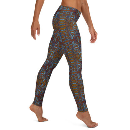 CAVIS Wunderpus Pattern Leggings, Athletic Fashion Alternative Blue and Orange Tights - Right