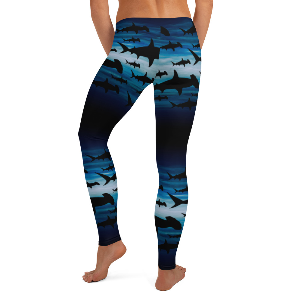 Shark Leggings Women, Marine Animal Navy Blue Printed Yoga Pants Graph –  Starcove Fashion