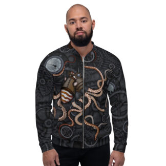 CAVIS Steampunk Octopus Gears All Over Print Sweatshirt Jacket – Front