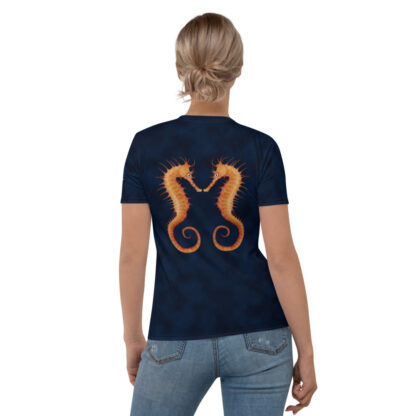 CAVIS Seahorse Pair Women’s T-Shirt, Soft Vibrant Quick-Dry Sea Life Shirt - Back