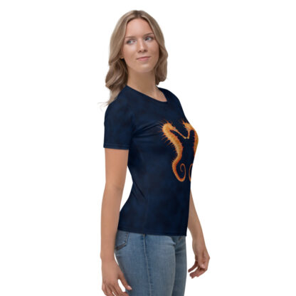 CAVIS Seahorse Pair Women’s T-Shirt, Soft Vibrant Quick-Dry Sea Life Shirt - Right