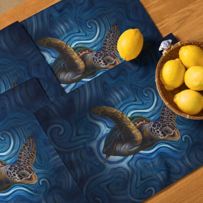 CAVIS Sea Turtle Placemat Set, Nautical Decorative Fabric Mat Place Setting - Image 4