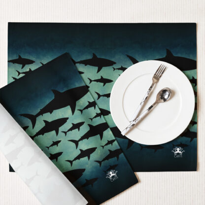 CAVIS Shark Pattern Placemat Set, Nautical Decorative Fabric Mat Place Setting - Image 5