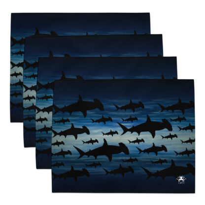 CAVIS Hammerheas Shark Pattern Placemat Set, Nautical Decorative Fabric Mat Place Setting