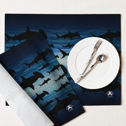 CAVIS Hammerheas Shark Pattern Placemat Set, Nautical Decorative Fabric Mat Place Setting - Image 5