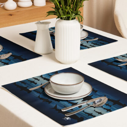 CAVIS Hammerheas Shark Pattern Placemat Set, Nautical Decorative Fabric Mat Place Setting - Image 7