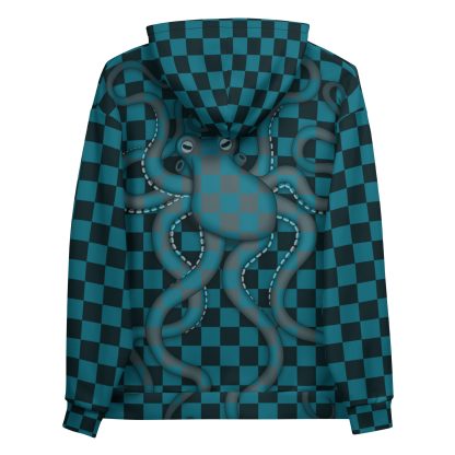 CAVIS Checkered Octopus Camouflage Hoodie, Retro 80's Nautical Unisex Pull-Over Sweatshirt - Image 10