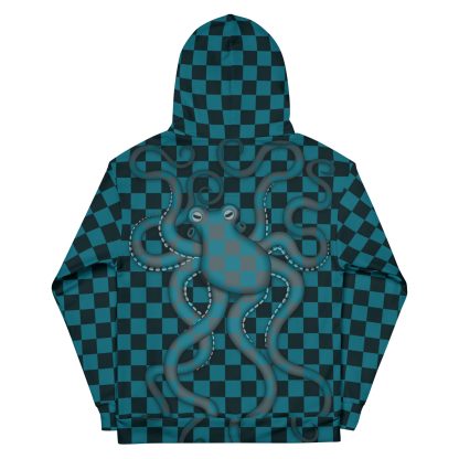 CAVIS Checkered Octopus Camouflage Hoodie, Retro 80's Nautical Unisex Pull-Over Sweatshirt - Image 16