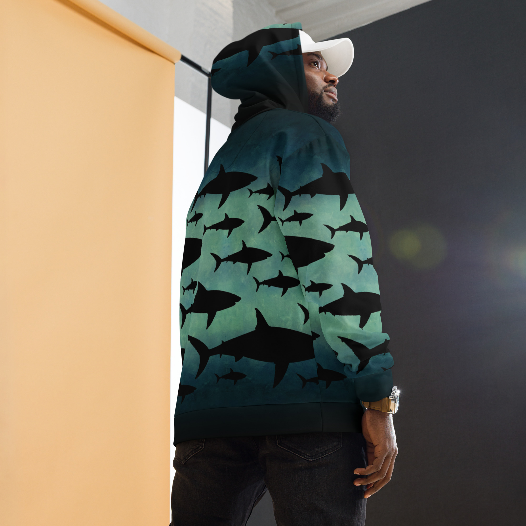CAVIS Shark Pattern Unisex Hoodie - Image 9