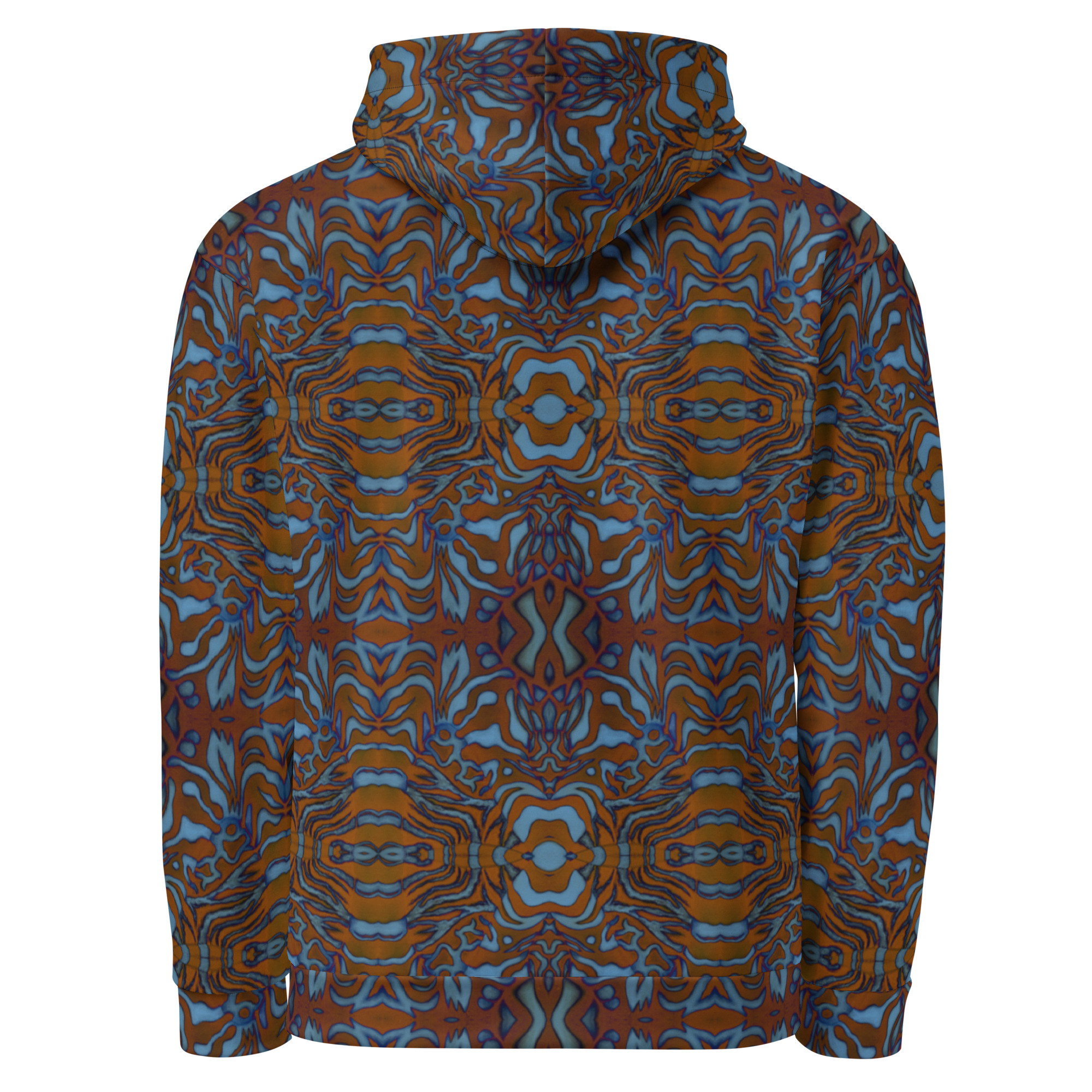 CAVIS Wunderpus Unisex Hoodie, Orange Blue Octopus Pattern Hooded Sweatshirt - Image 9
