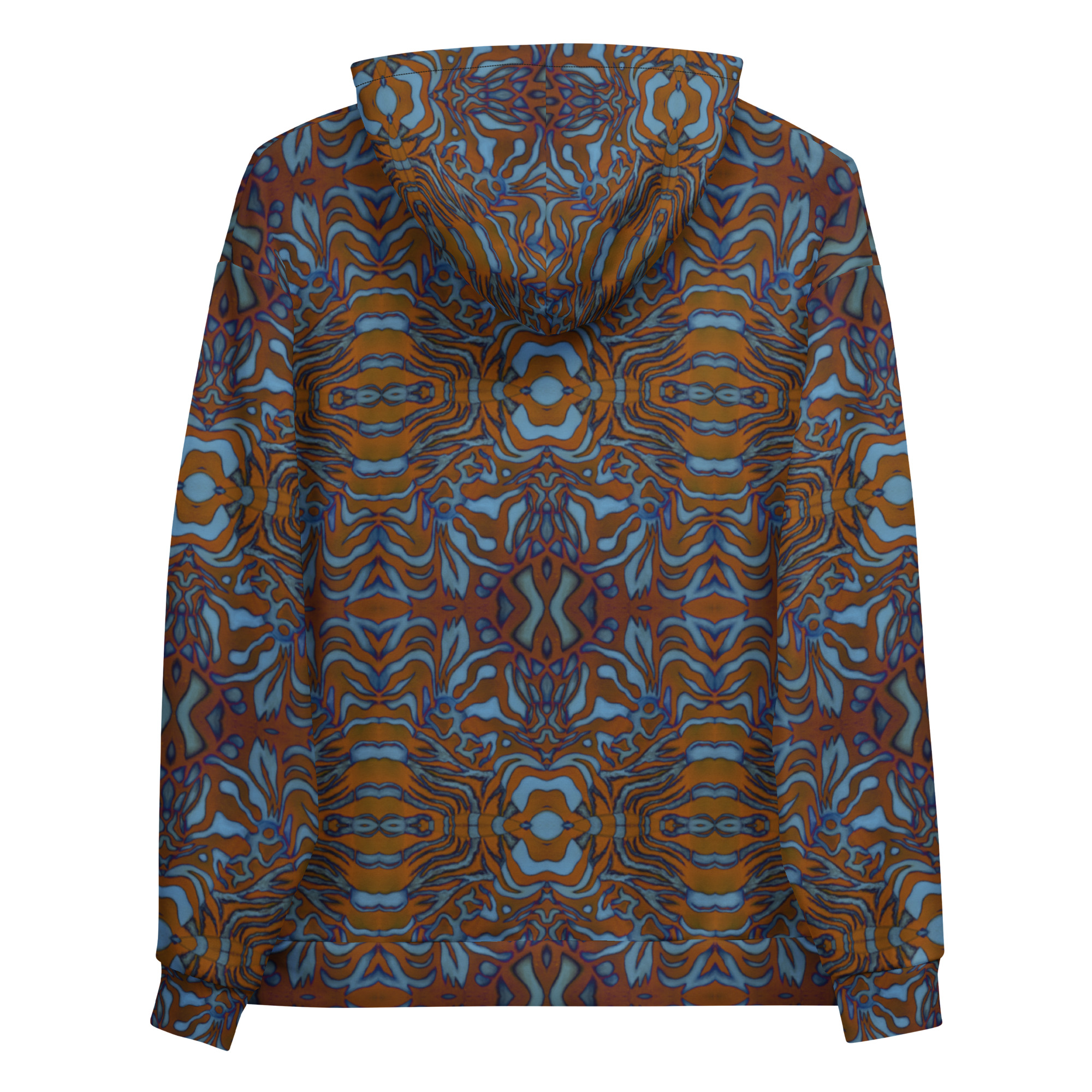 CAVIS Wunderpus Unisex Hoodie, Orange Blue Octopus Pattern Hooded Sweatshirt - Image 11