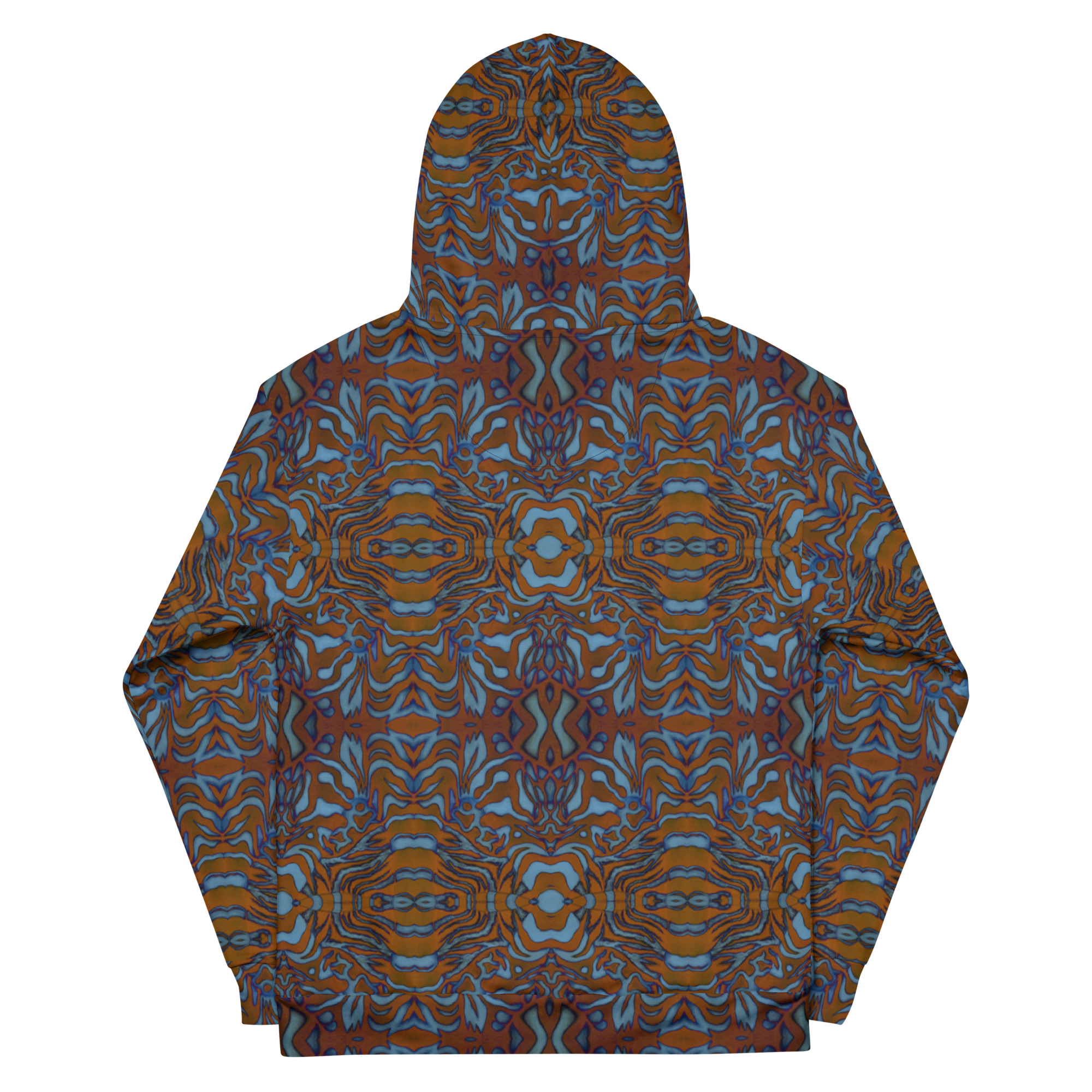 CAVIS Wunderpus Unisex Hoodie, Orange Blue Octopus Pattern Hooded Sweatshirt - Image 17