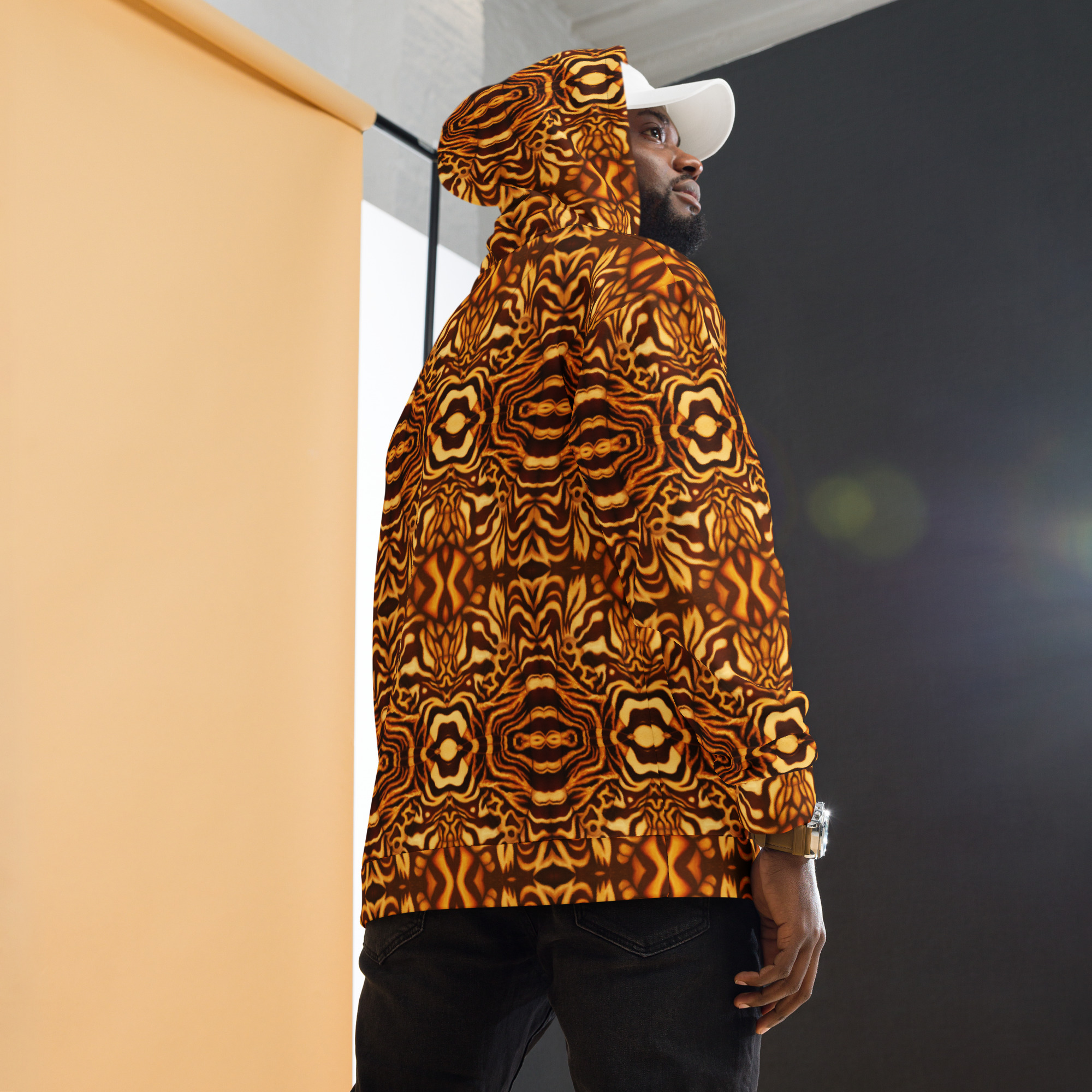 CAVIS Wunderpus Unisex Hoodie, Yellow Orange Octopus Pattern Hooded Sweatshirt - Image 7