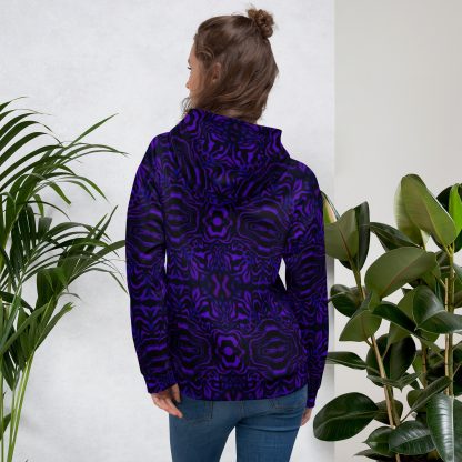 CAVIS Wunderpus Pattern Unisex Hoodie, Purple Black Octopus Pattern Hooded Sweatshirt - Image 4