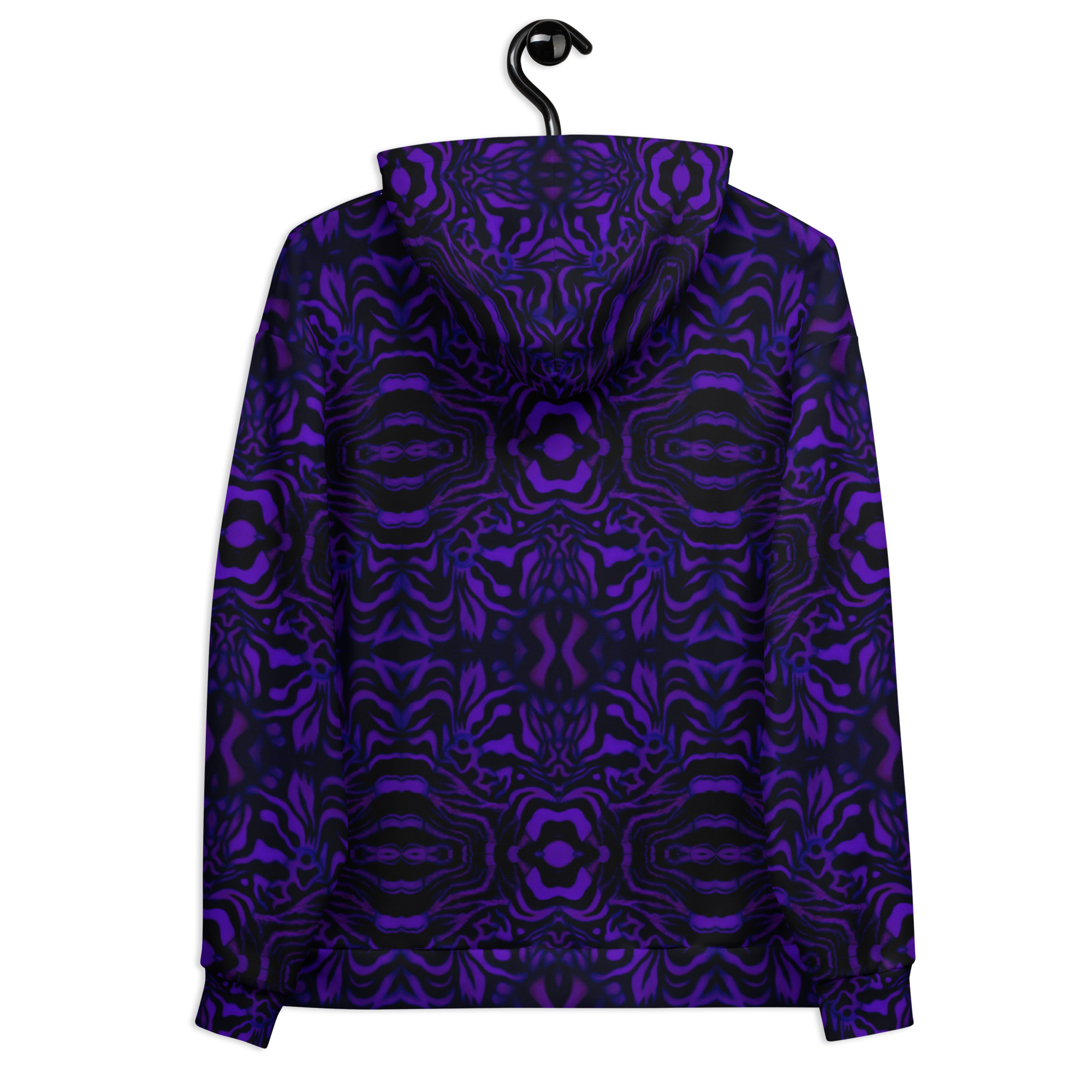 CAVIS Wunderpus Pattern Unisex Hoodie, Purple Black Octopus Pattern Hooded Sweatshirt - Image 6