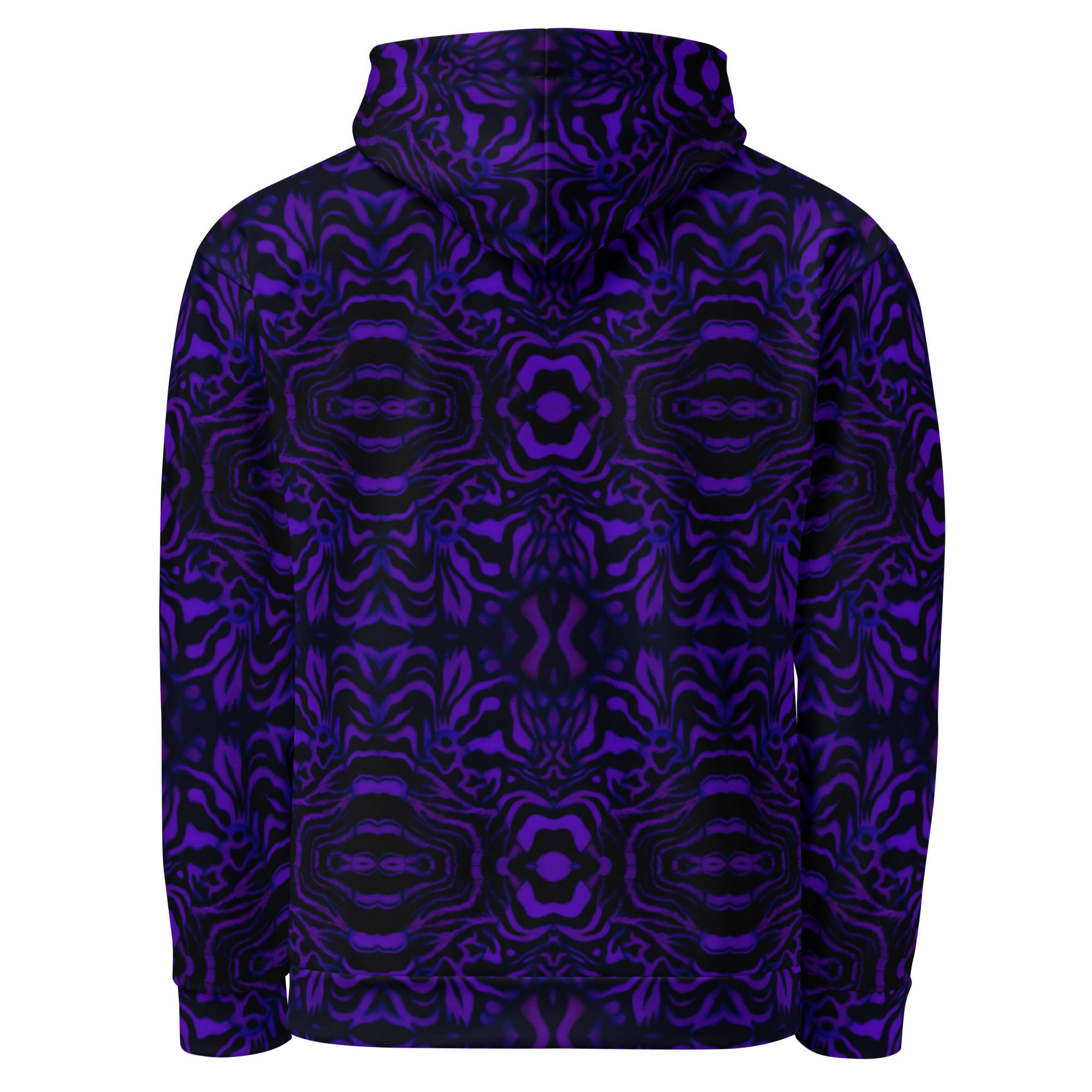CAVIS Wunderpus Pattern Unisex Hoodie, Purple Black Octopus Pattern Hooded Sweatshirt - Image 11