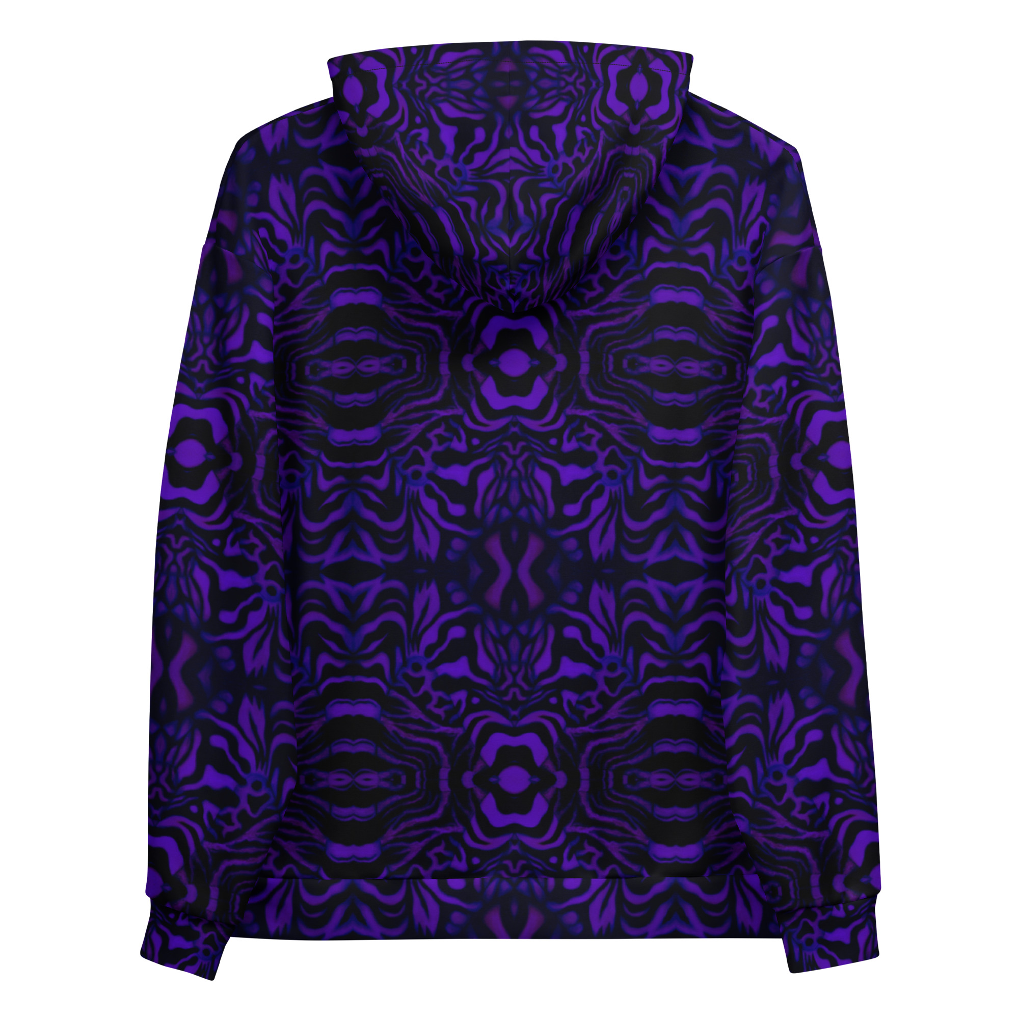 CAVIS Wunderpus Pattern Unisex Hoodie, Purple Black Octopus Pattern Hooded Sweatshirt - Image 14
