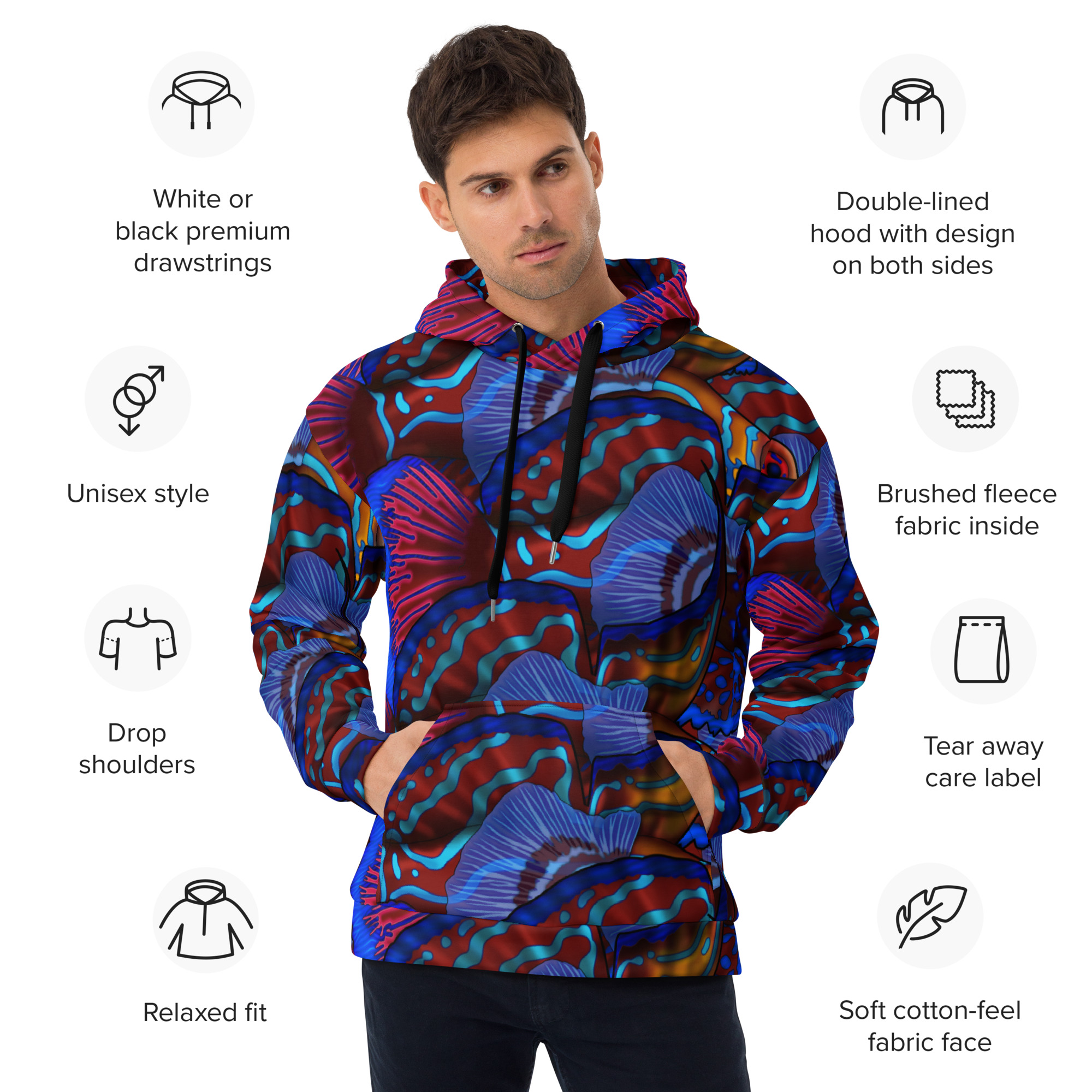 Cavis Mandarinfish Pattern Unisex Hoodie - Image 15