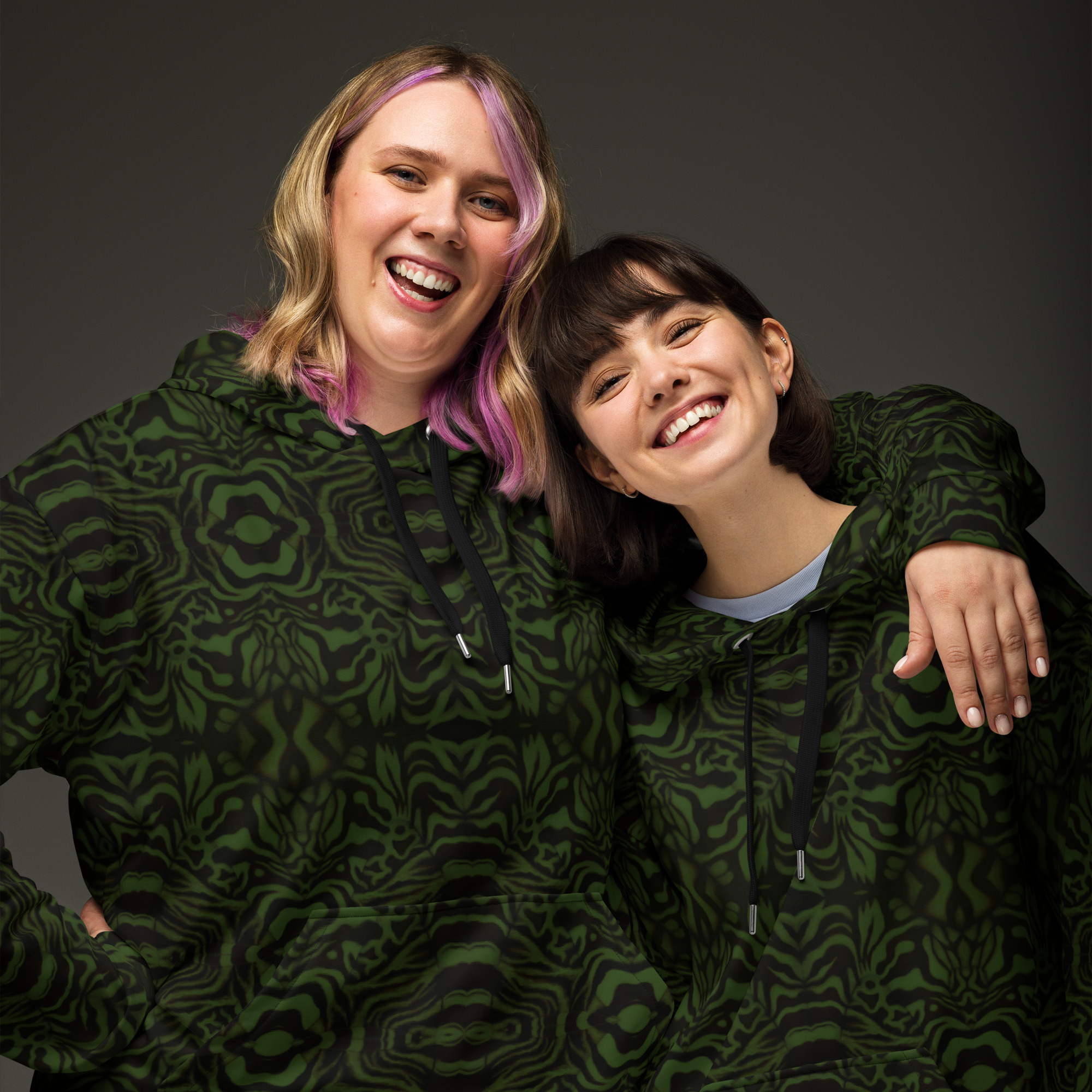 CAVIS Wunderpus Unisex Hoodie, Green Black Octopus Pattern Hooded Sweatshirt - Image 16