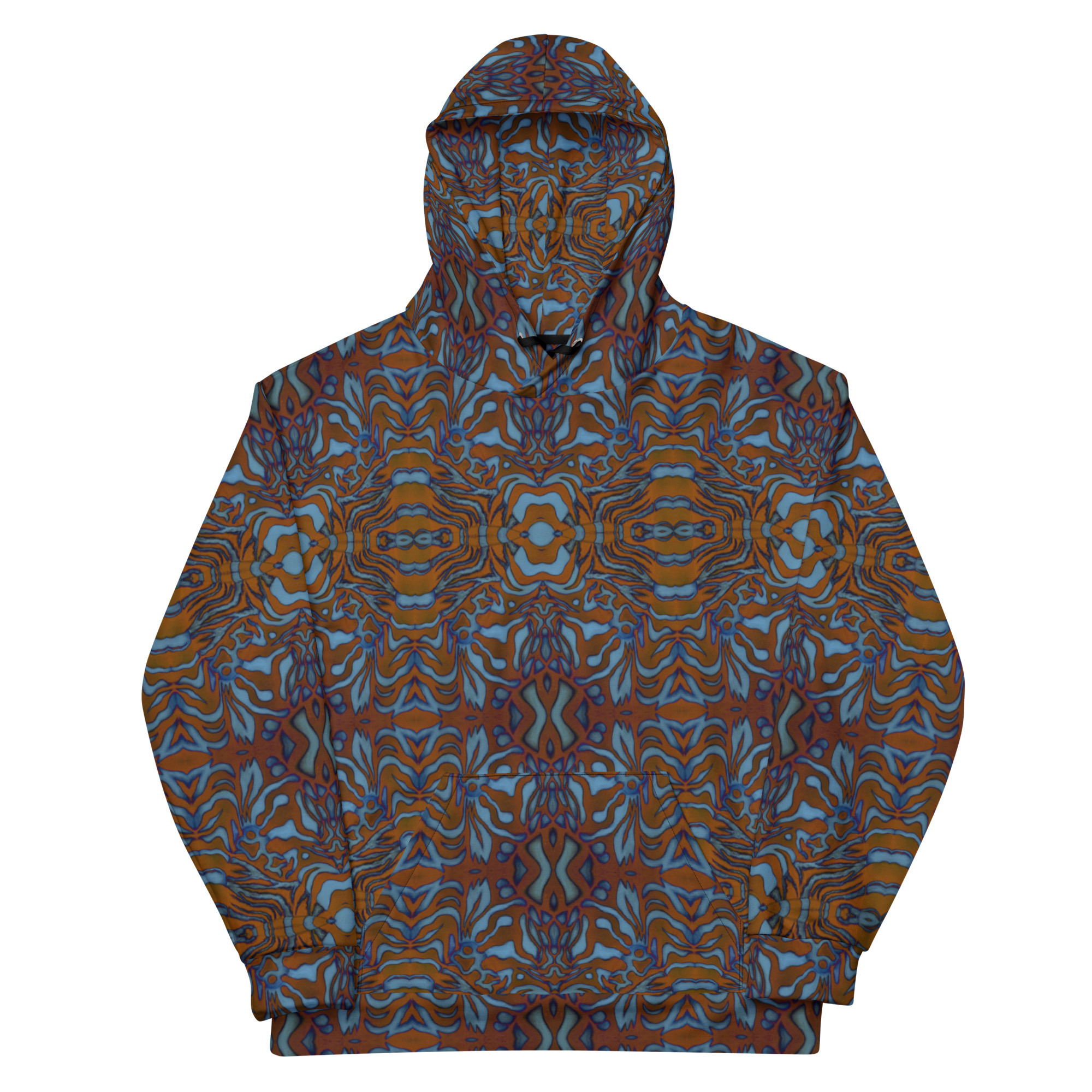 CAVIS Wunderpus Unisex Hoodie, Orange Blue Octopus Pattern Hooded Sweatshirt - Image 4