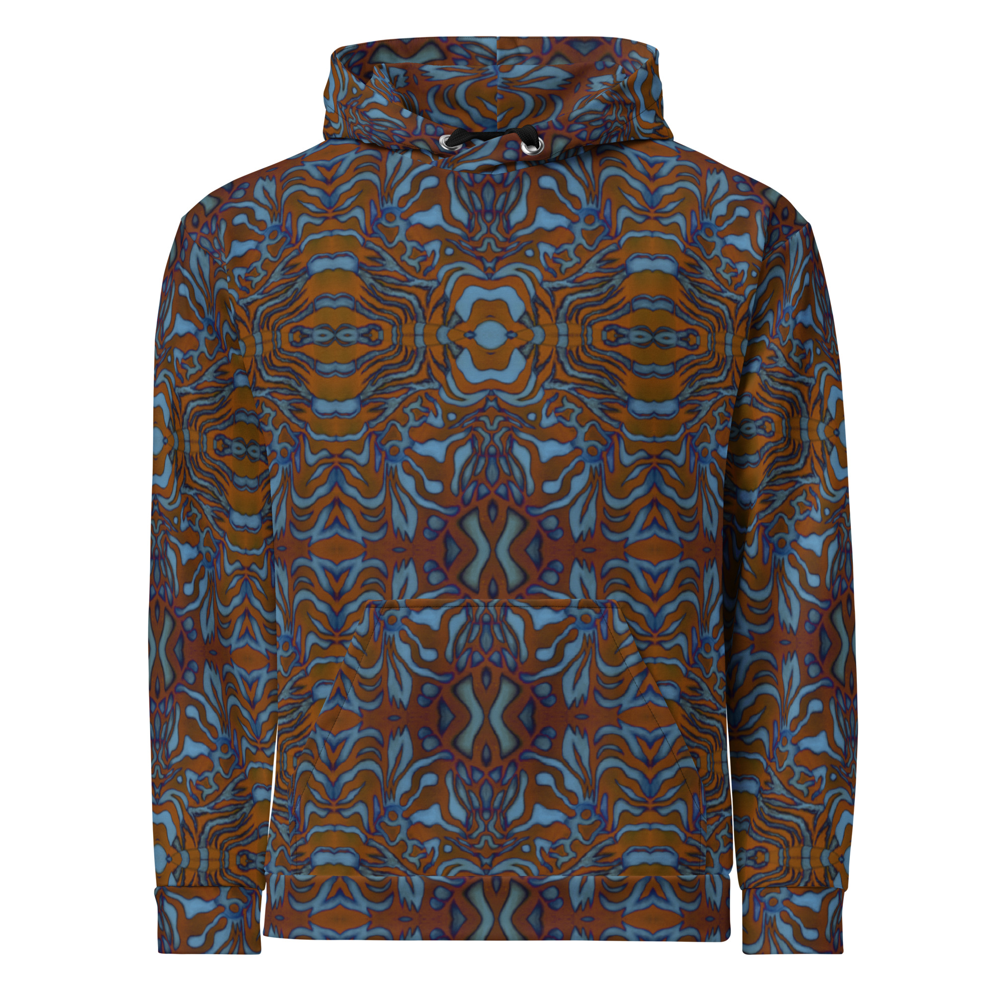CAVIS Wunderpus Unisex Hoodie, Orange Blue Octopus Pattern Hooded Sweatshirt - Image 10