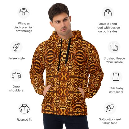 CAVIS Wunderpus Unisex Hoodie, Yellow Orange Octopus Pattern Hooded Sweatshirt - Image 16