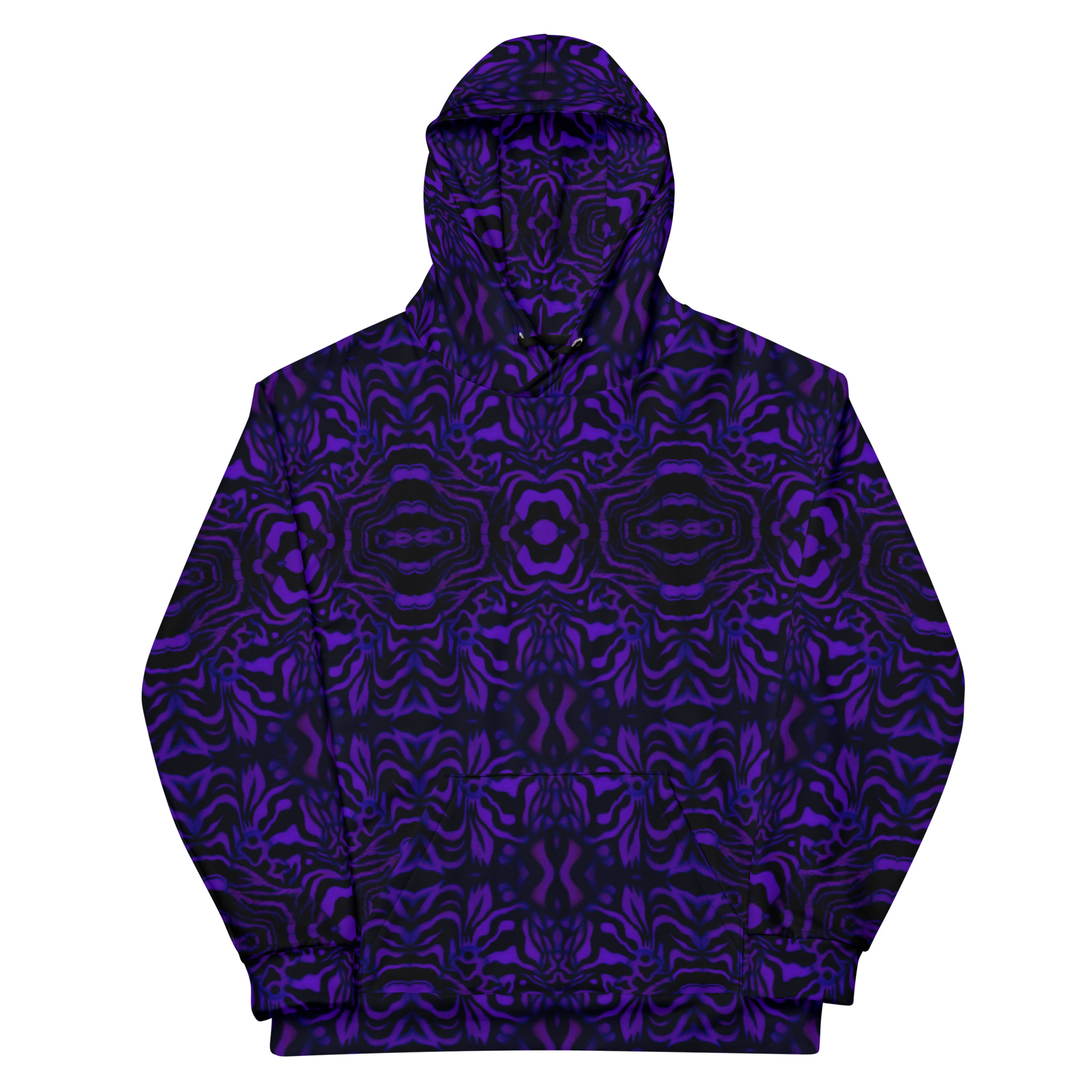 CAVIS Wunderpus Pattern Unisex Hoodie, Purple Black Octopus Pattern Hooded Sweatshirt - Image 3