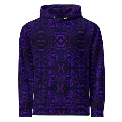 CAVIS Wunderpus Pattern Unisex Hoodie, Purple Black Octopus Pattern Hooded Sweatshirt - Image 13