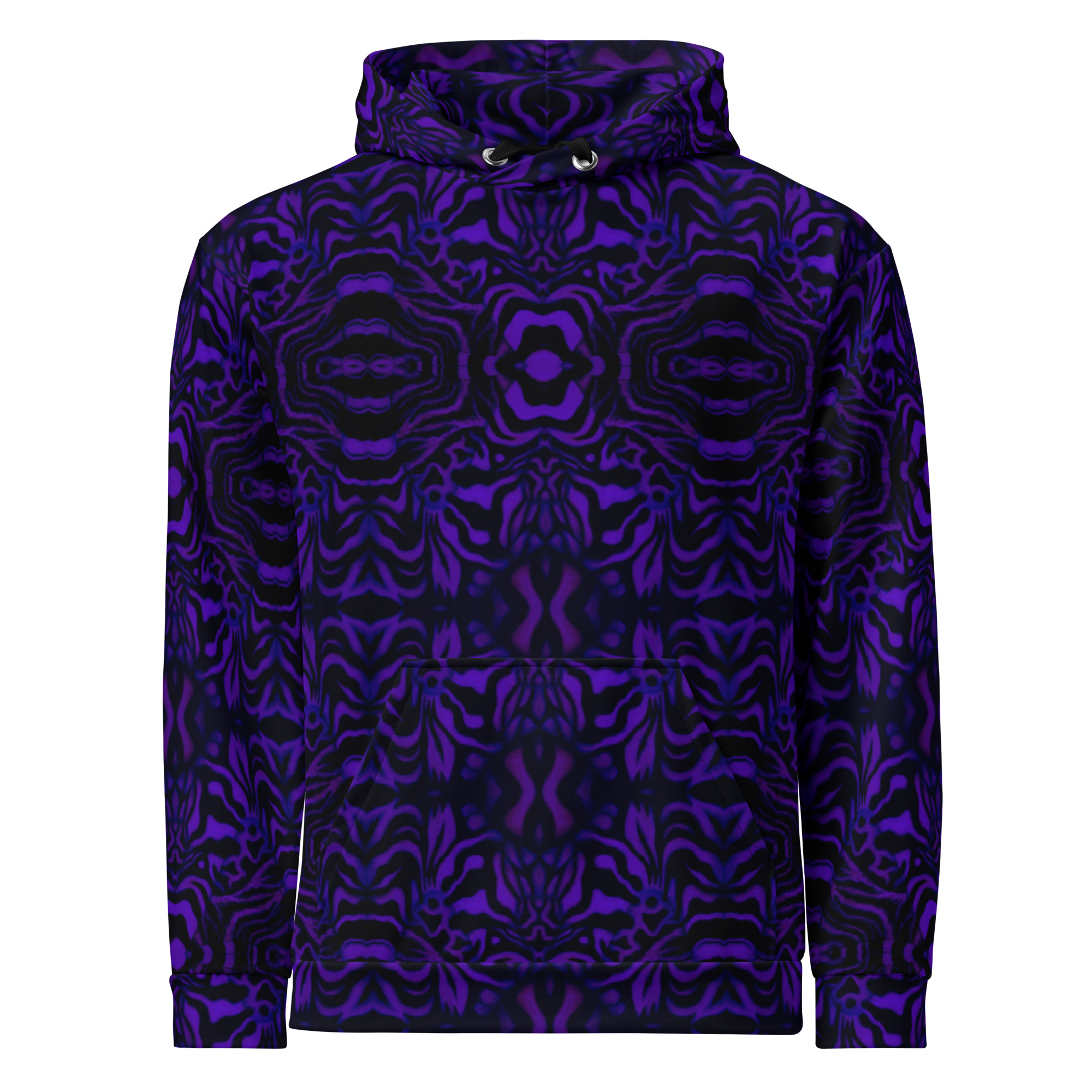 CAVIS Wunderpus Pattern Unisex Hoodie, Purple Black Octopus Pattern Hooded Sweatshirt - Image 13