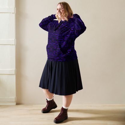 CAVIS Wunderpus Pattern Unisex Hoodie, Purple Black Octopus Pattern Hooded Sweatshirt - Image 15