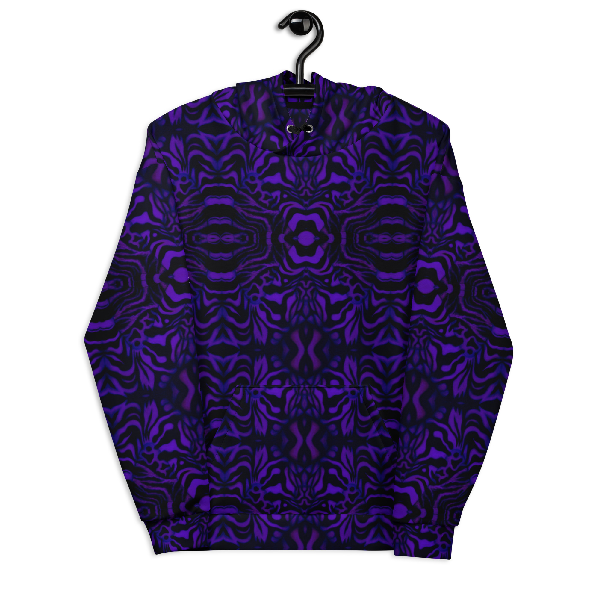 CAVIS Wunderpus Pattern Unisex Hoodie, Purple Black Octopus Pattern Hooded Sweatshirt - Image 19