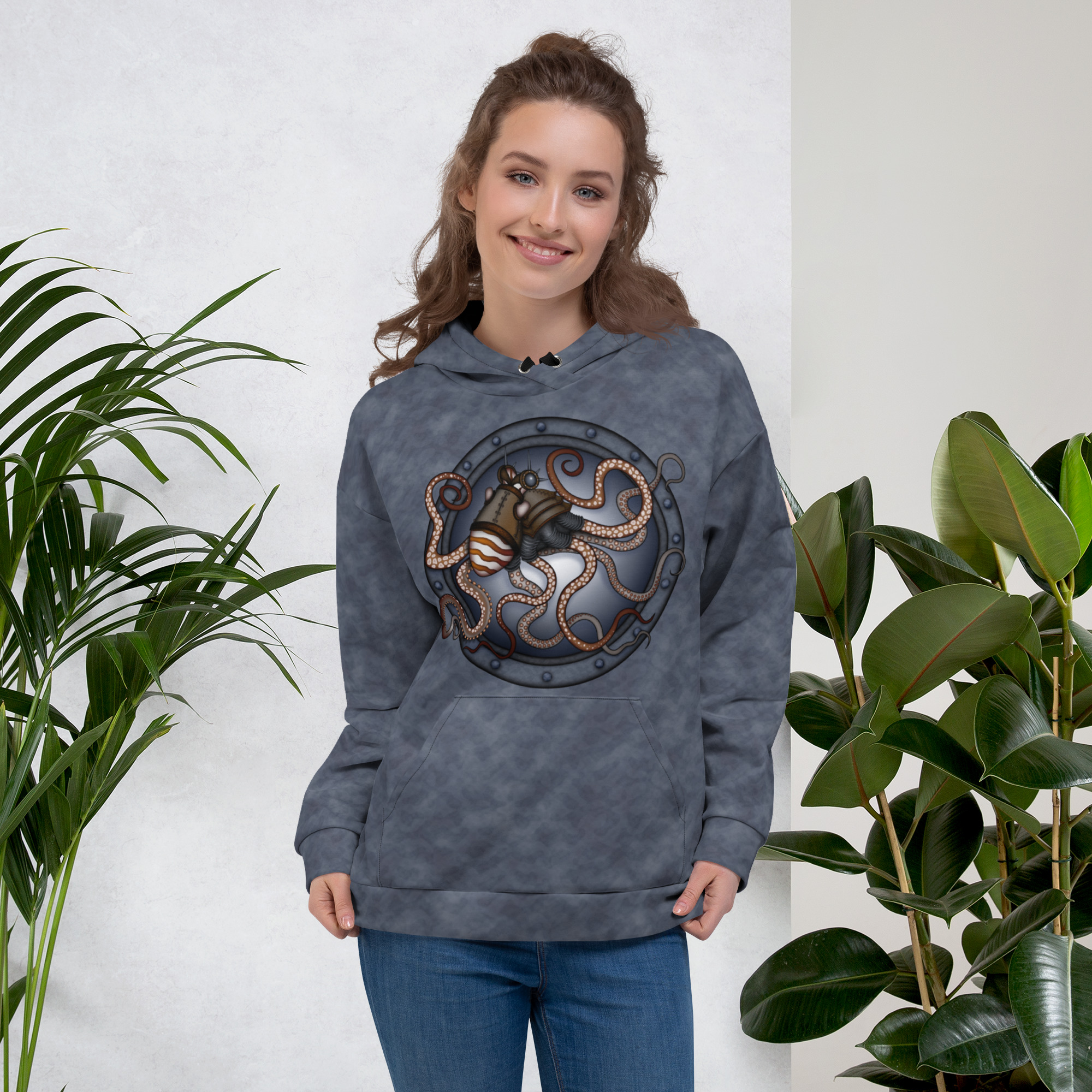 CAVIS a Steampunk Octopus Unisex Hoodie, Alternative Pullover Hooded Sweatshirt - Image 36