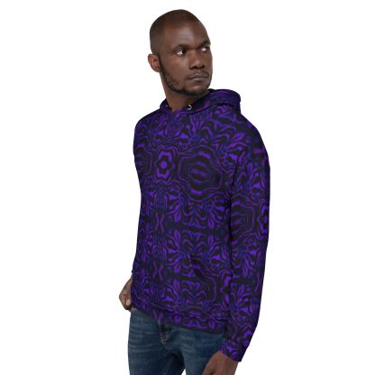 CAVIS Wunderpus Pattern Unisex Hoodie, Purple Black Octopus Pattern Hooded Sweatshirt - Image 7