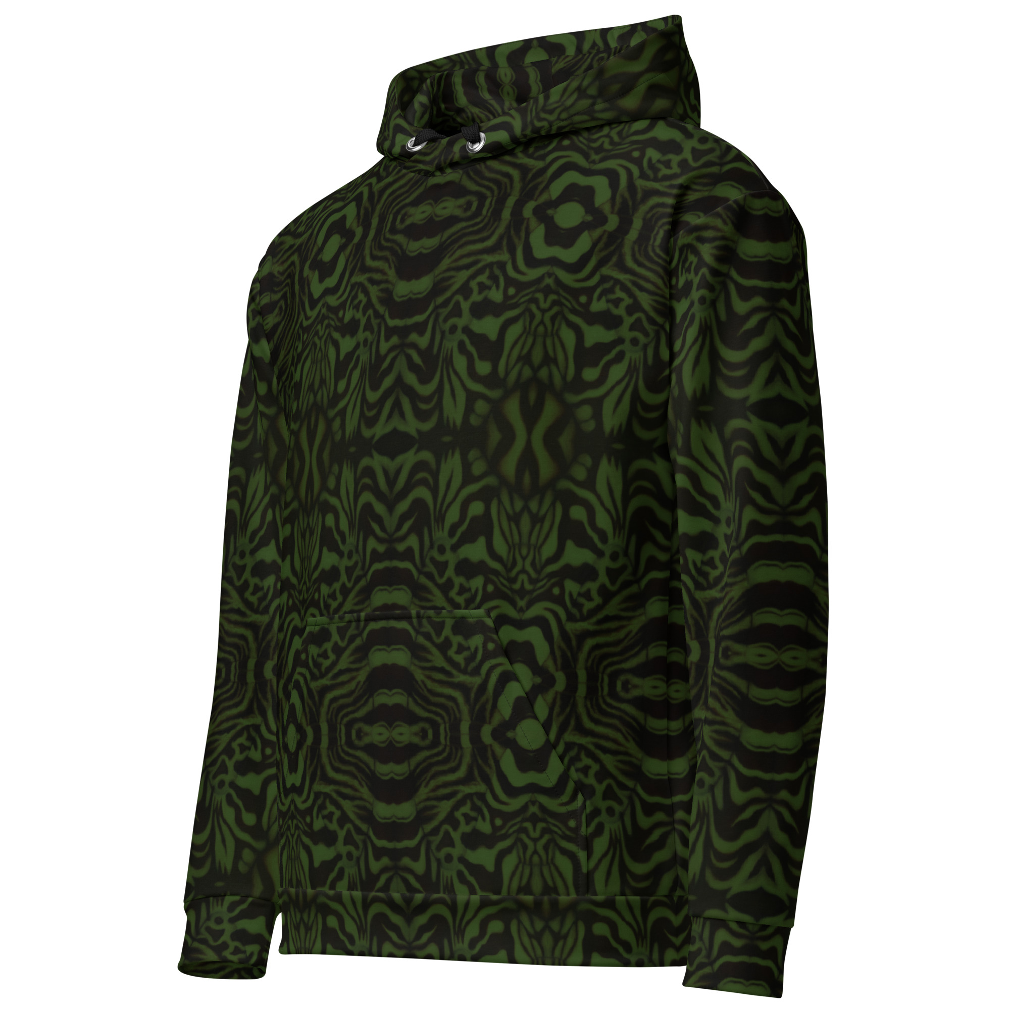 CAVIS Wunderpus Unisex Hoodie, Green Black Octopus Pattern Hooded Sweatshirt - Image 12